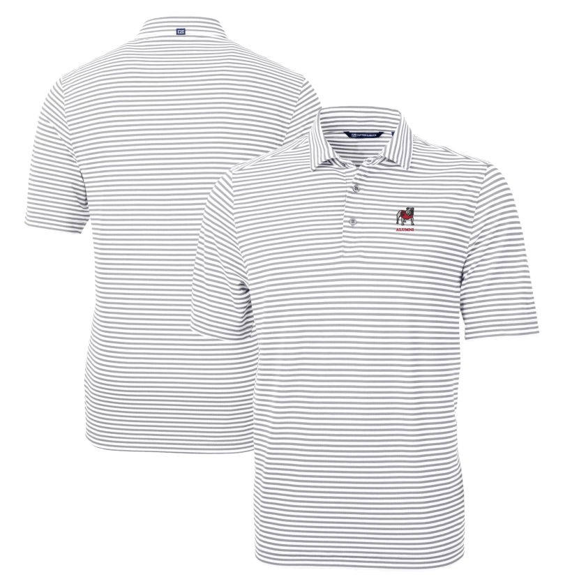 Men's Cutter & Buck Gray Georgia Bulldogs Alumni Logo Virtue Eco Pique Stripe Recycled Polo - Walmart.com