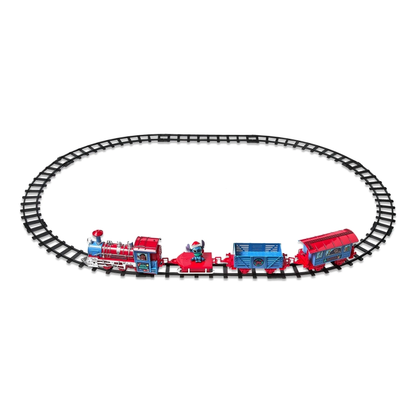 Disney Stitch Express Train Set, 12 Piece Set, Blue, Red Plastic, by Ruz