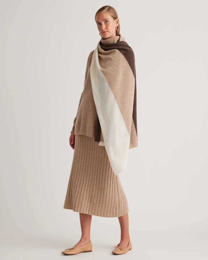 Mongolian Cashmere Colorblock Wrap