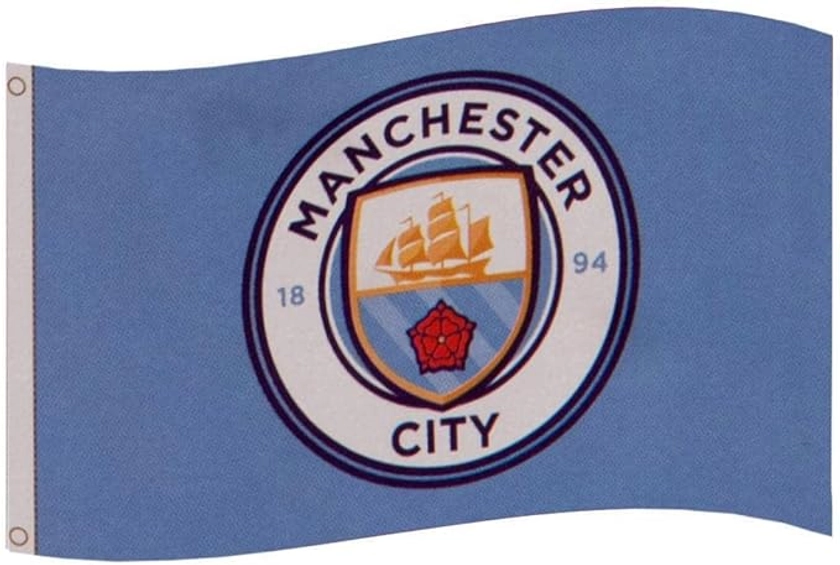 Manchester City FC Official Soccer Gift 5x3ft Crest Body Flag