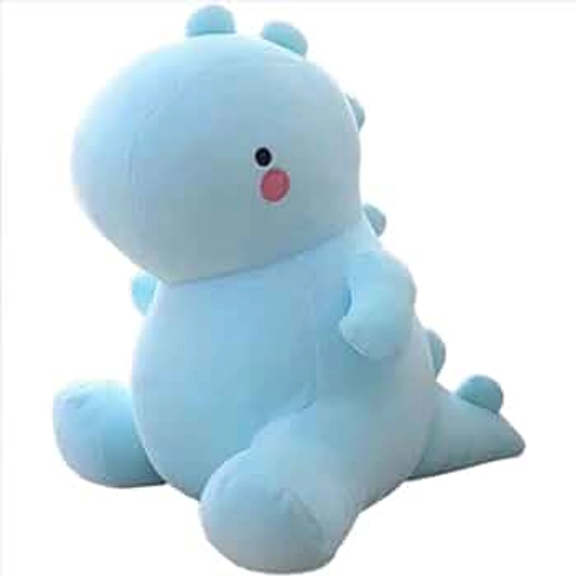 OUKEYI Jouets en peluche mignons en forme de dinosaure, poupée en peluche kawaii, oreiller câlin doux, cadeau d'anniversaire pour enfants, filles et garçons (bleu)