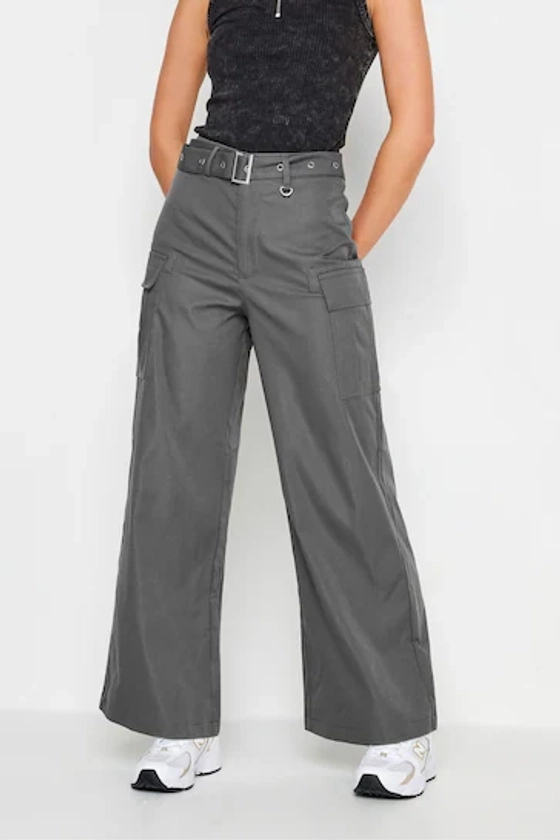 Buy PixieGirl Petite Grey Belted Wide Leg Cargo Trousers from the Next UK online shop