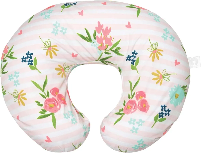 Boppy Nursing Pillow Original Support, Pink Floral Stripe, Ergonomic Nursing Essentials for Bottle and Breastfeeding, Firm Fiber Fill, with Removable Nursing Pillow Cover, Machine Washable