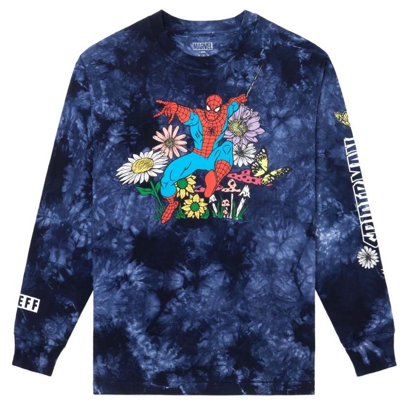 MARVEL SPIDEY SURROUNDED LONG SLEEVE TEE - NAVY WASH