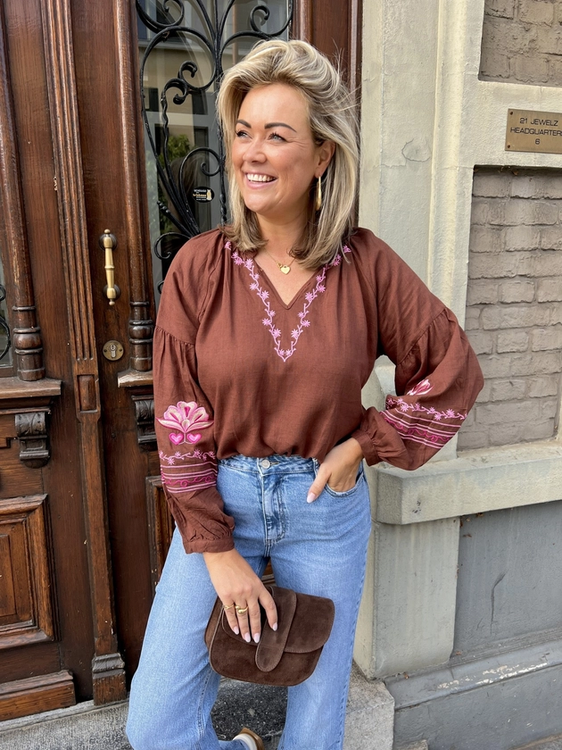 Blouse Eva - donkerbruin