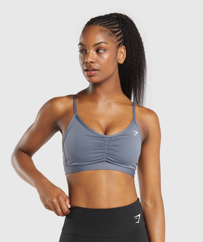 Gymshark Ruched Sports Bra - Iron Blue