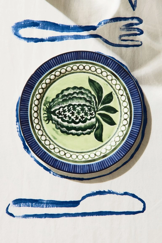 Assiette moyenne en porcelaine - Bleu foncé/vert - Home All | H&M FR