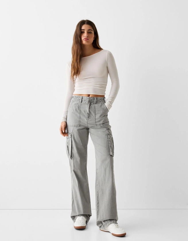 Pantalon straight cargo réglable