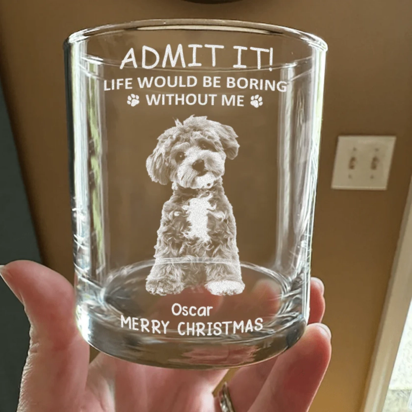 Custom Photo Life Would Be Boring Without Me Dog Cat Engraved Rock Glass HA75 891610