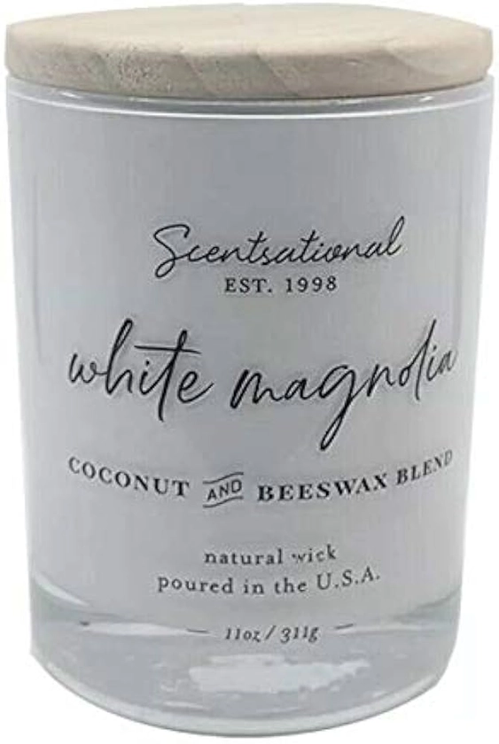 Amazon.com: Natural Coconut + Beeswax Scented Candle White Magnolia in Glossy White Jar, 11 Oz. : Home & Kitchen