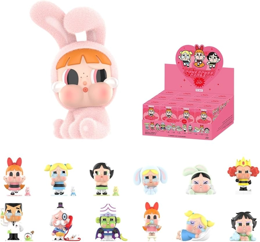 POP MART CRYBABY x Powerpuff Girls Series Figures, 12PCs CRYBABY Blind Box Figures, Random Design Action Figures Collectible Toys Home Decorations, Holiday Birthday Gifts for Girls and Boys, Whole Set