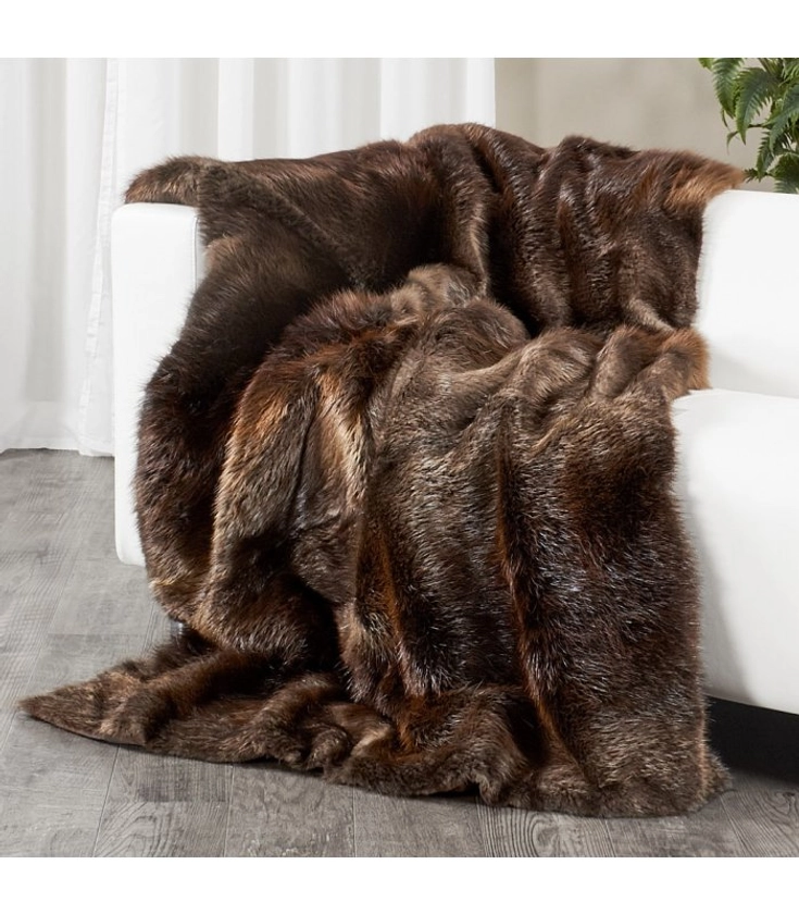 Real Beaver Fur Blanket for Luxurious Home Decor at FurSource.com