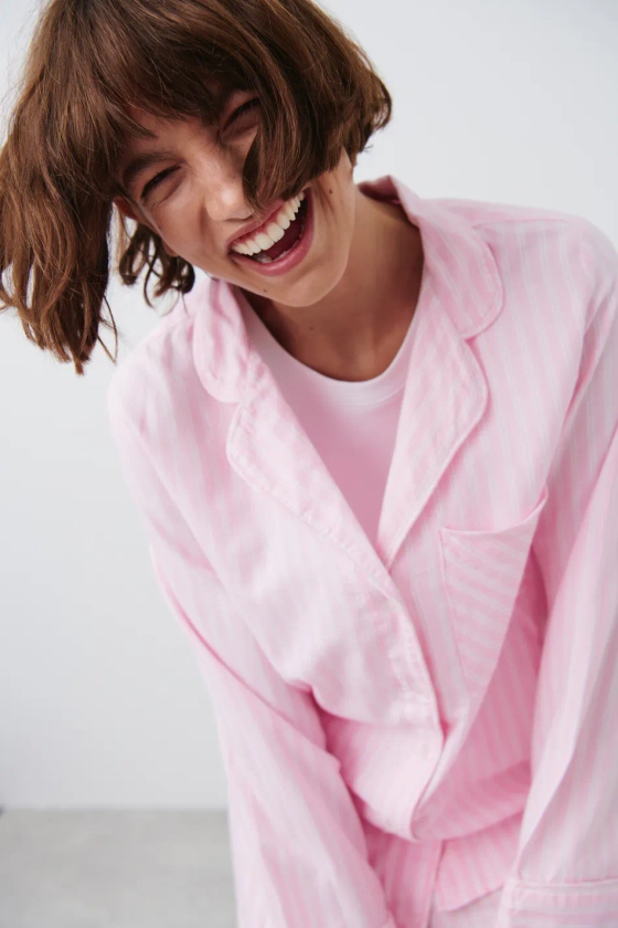 Flannel pyjamas shirt - Pink - Women - Gina Tricot