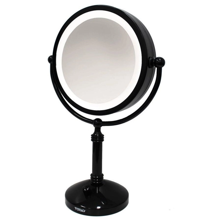 7" Led Backlit Cosmetic Make Up Mirror 1X / 5X Magnification Battery Power Black | BIG W