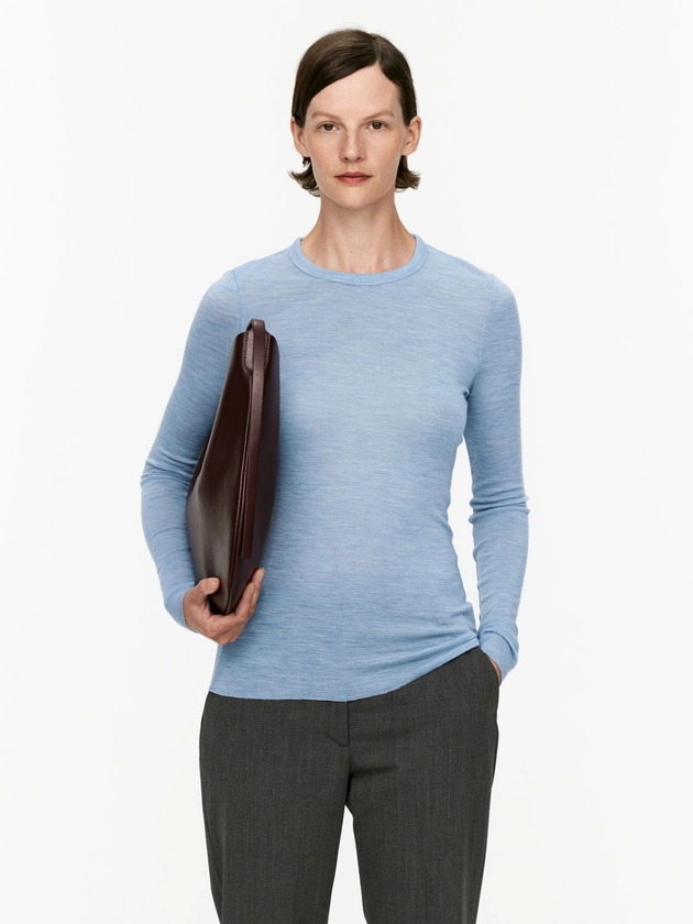 Long-Sleeved Merino Top - Blue Melange - ARKET NL