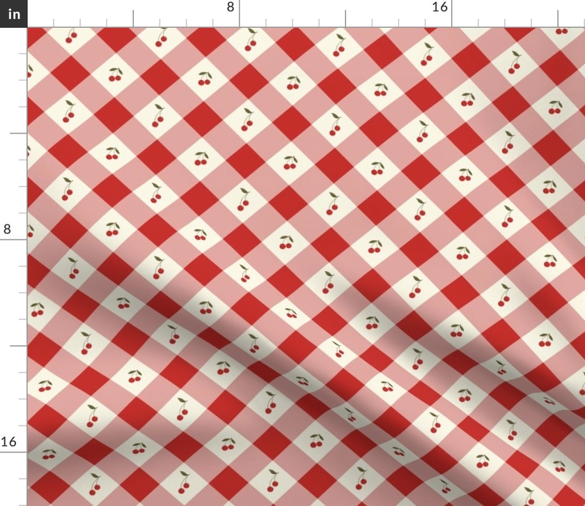 Cherry Gingham Fabric | Spoonflower