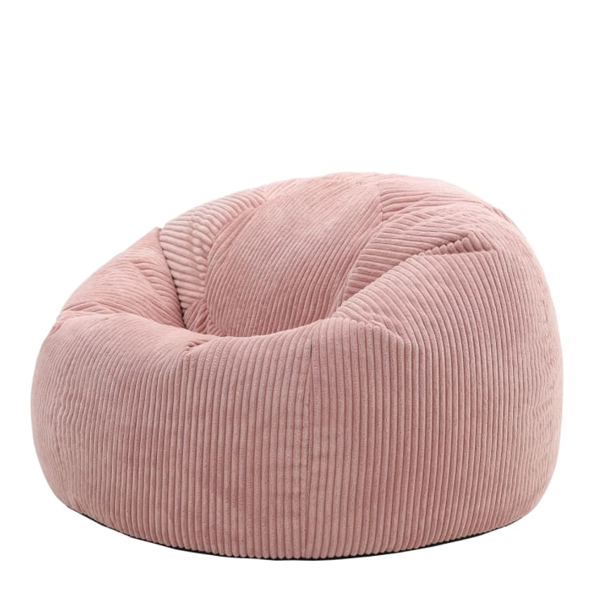 Pouf Icon velours côtelé bleu marine Kingston | Maisons du Monde