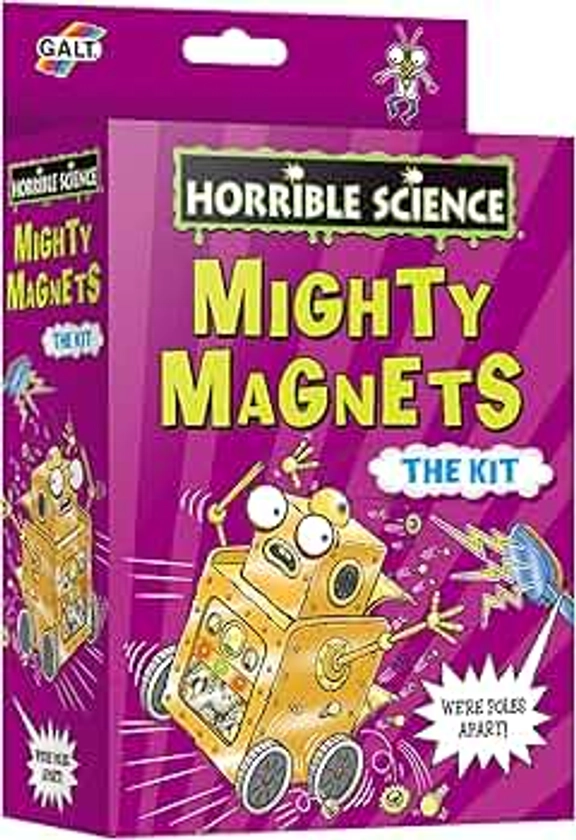 Galt Mighty Magnets Kit -Horrible Science Kids Magnets and Science Kit for Kids-Hands-on Physics Experiments -Build a Rolling Robot and Perform Levitation Tricks - For Girls and Boys Ages 6 Years Plus