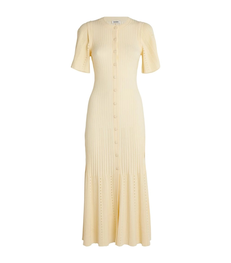 Womens SANDRO beige Ribbed Midi Dress