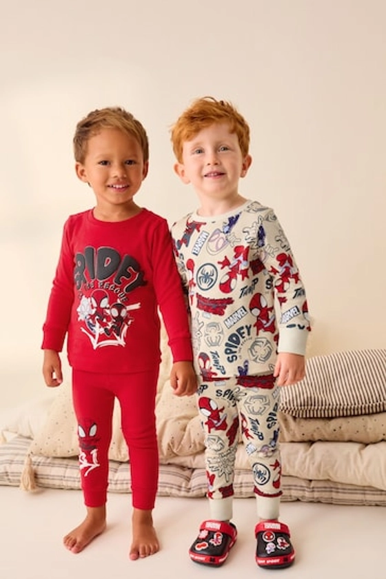 Spidey and Friends Red/Ecru Cream Snuggle Pyjamas 2 Pack (12mths-8yrs)