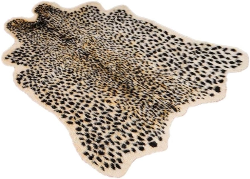 Demiawaking Leopard Print Faux Fur Sheepskin Rug Soft Shaggy Area Rugs Floor Carpet Mats for Bedroom Living Room Sofa 100 x 94 cm