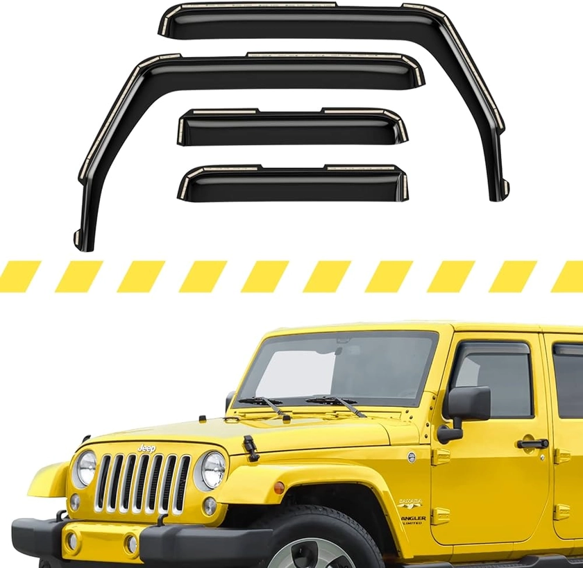 Extra Durable Window Deflectors in-Channel Window Visors Rain Guards Fit for Jeep Wrangler JK 2007-2018, Sun Visors, Wind Vent Visors, Window Vent Shades, Exterior Car Accessories - 4 pcs. AG0263