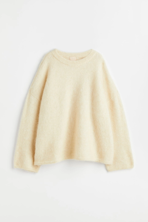 Pull en mohair mélangé - Encolure ronde - Manches longues - Crème - FEMME | H&M FR