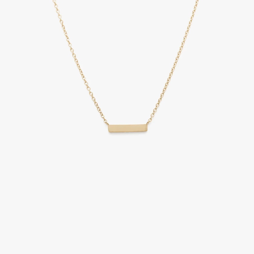 Engravable Petite Bar Necklace - 9K Gold