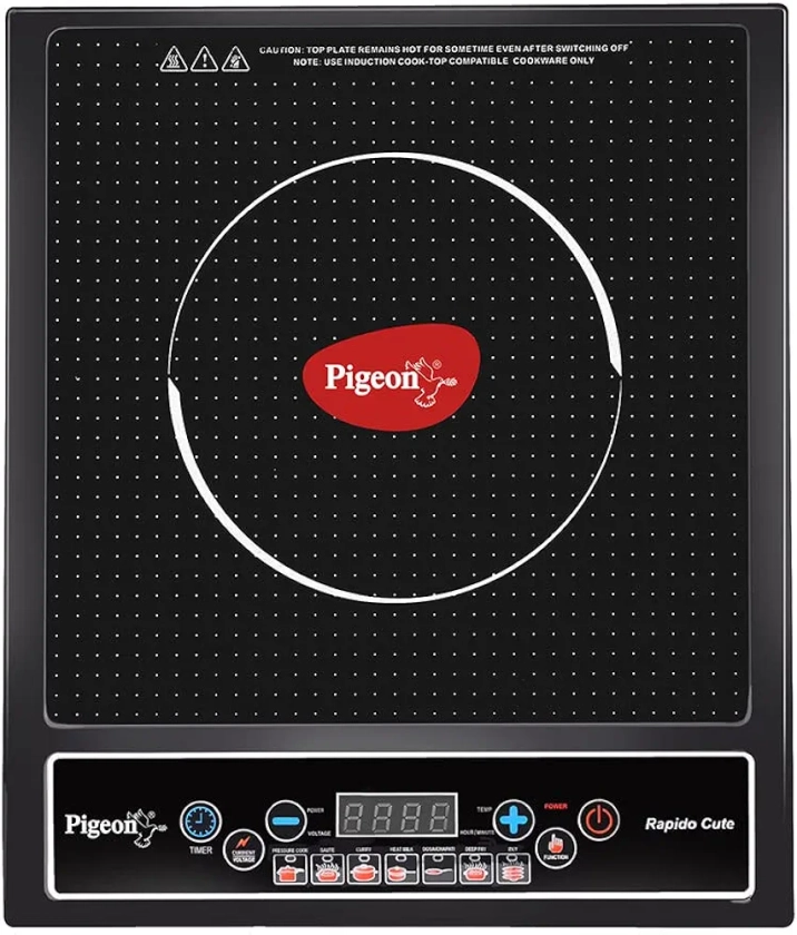 Pigeon by Stovekraft Copper Coil Rapido Cute Induction Cooktop (Black) : Amazon.in: Home & Kitchen