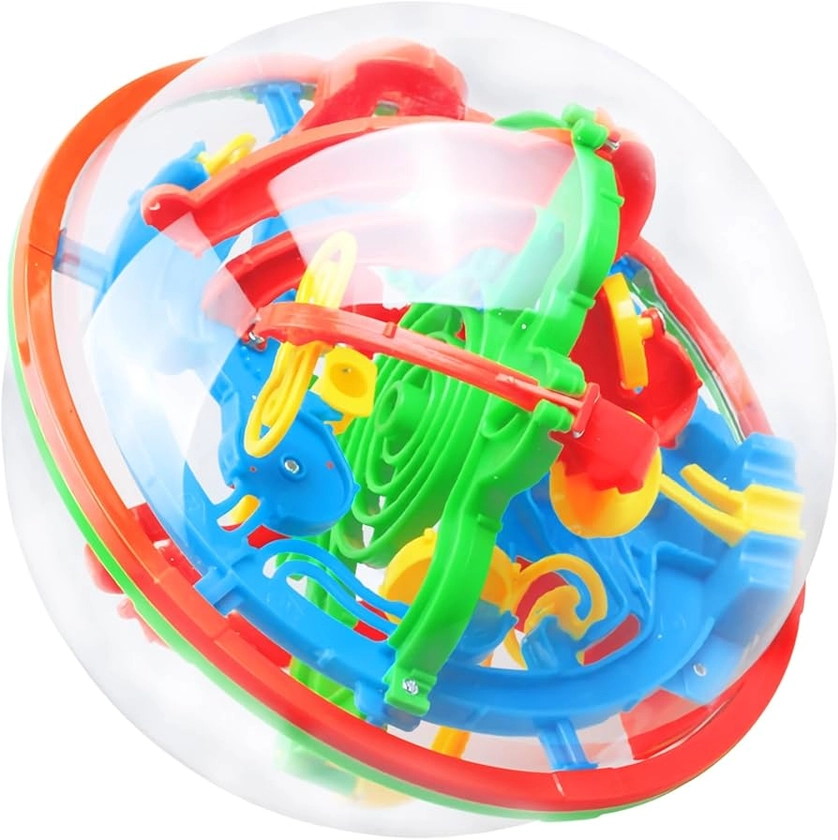 3D Puzzle Ball Large,100 Interactive Maze Obstacles Ball,Education Toy Maze Sphere Game for Boys,Girls,Birthday Gifts,Classroom Prize