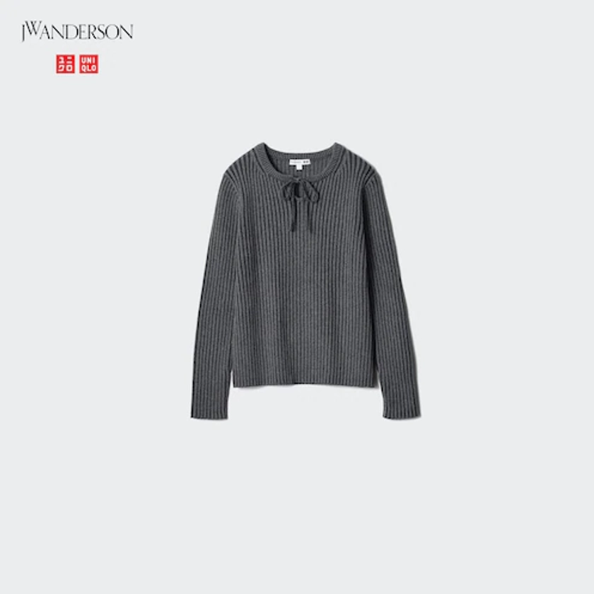 WOMEN'S RIBBED TIE NECK SWEATER | UNIQLO CA