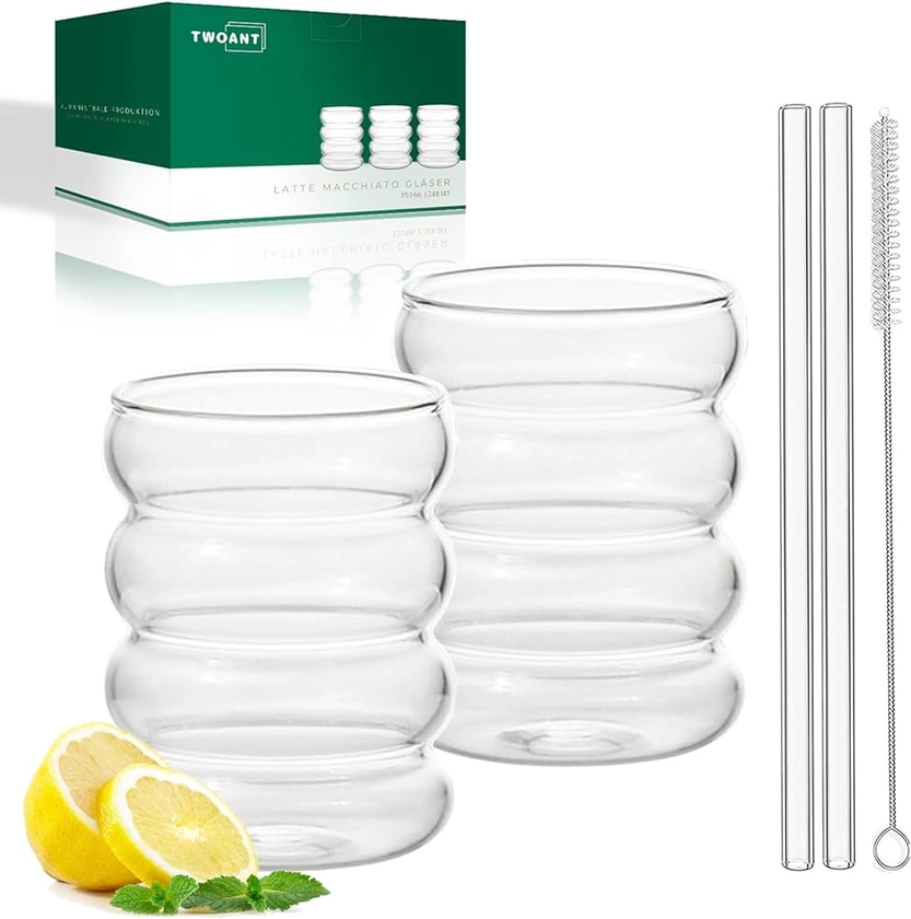 twoant Verre a Eau Verre Soda Verre à Gin Tonic Verre Cocktail Transparent Verres à Soft Drink Jus Gobelet 350 ml Lot de 2 : Amazon.fr: Cuisine et Maison