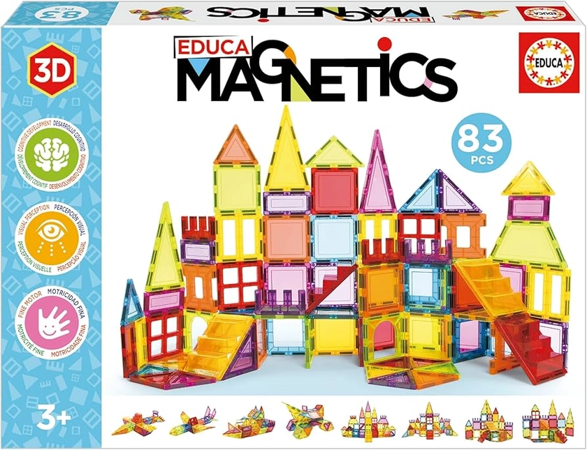 Educa Magnetics | Jeu éducatif de Construction 3D magnétique avec 83 pièces pour Enfants, construit des Figures géométriques en développant la créativité et l'imagination. À partir de 3 Ans (20025)