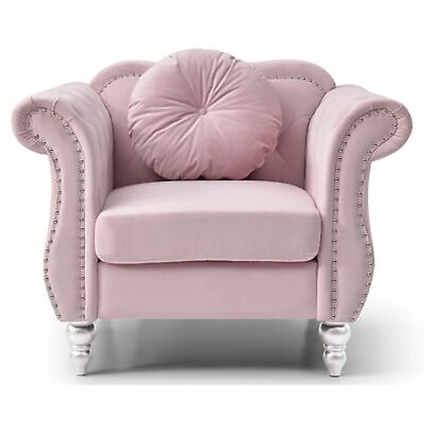 Passion Furniture Pink Chesterfield Tufted Velvet Accent Chair PF-G0664A-C for sale online | eBay