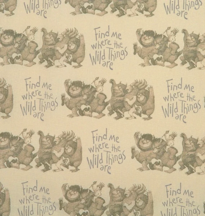 100% Cotton Fabric “Where the WILD THINGS Are” ~ Pink or Brown Background