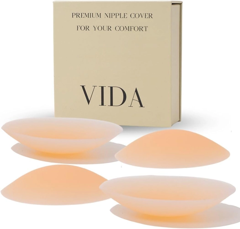VIDA Nipple Covers, 2 Pairs Of Seamless Hypoallergenic Silicone Nipple Covers. Discreet & Reusable