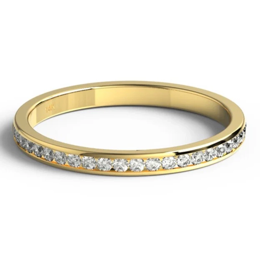 Half Eternity Channel Set Diamond Wedding Band