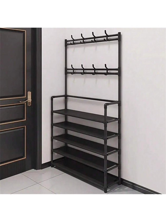 Entryway Coat Rack And Hook Shoe Shelf - Multifunctional Organizer For Shoes, Clothes, Coats, Hats, Bags, And Umbrellas, With Installation Video Tutorial On Homepage