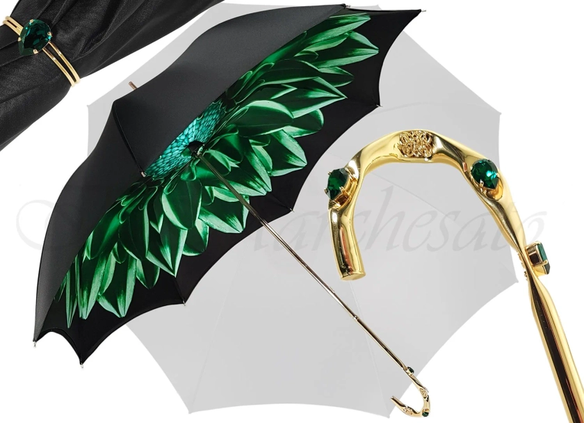 Beautiful Double Canopy Umbrella in a Luxurious Green Colored Polyeste