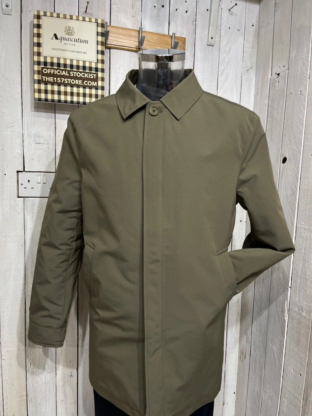 Aquascutum Primaloft Mid Trench Mac Coat - Army Green