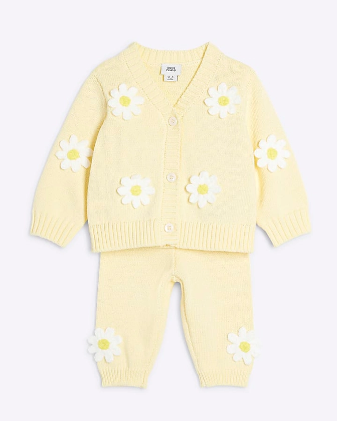 Baby Yellow Daisy Crochet Top Set | River Island