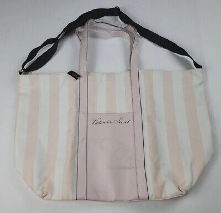 Victoria's Secret Stripe Weekender Tote Bag 2020 Pink White Black Strap for sale online | eBay