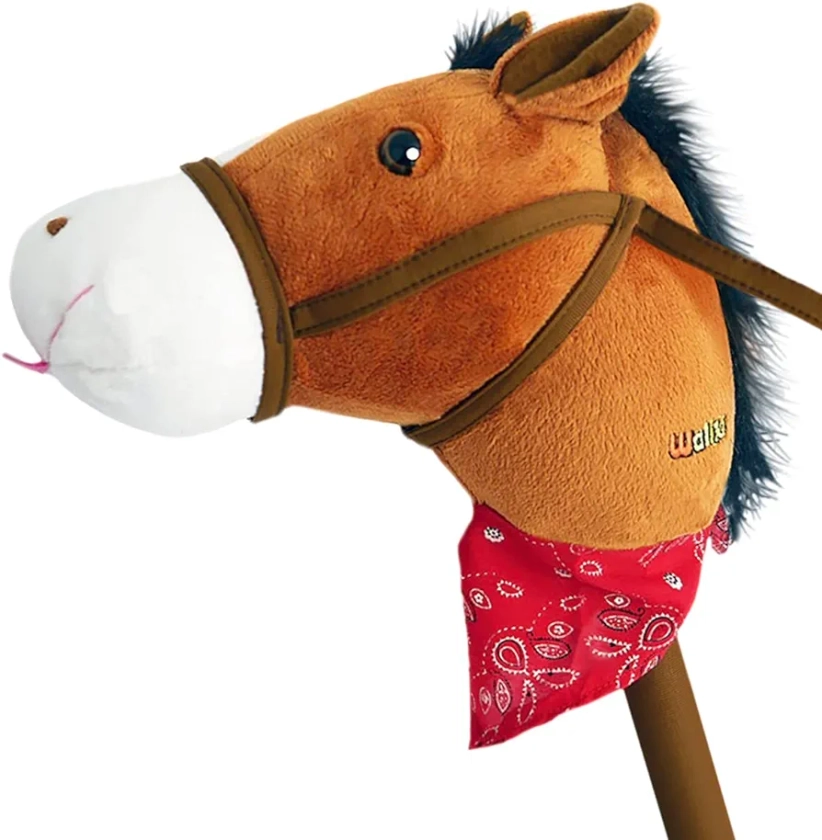 WALIKI Toys Stick Horse (Plush, for Kids and Toddlers) Gift for 2 + Year Old boy Birthday (Brown)