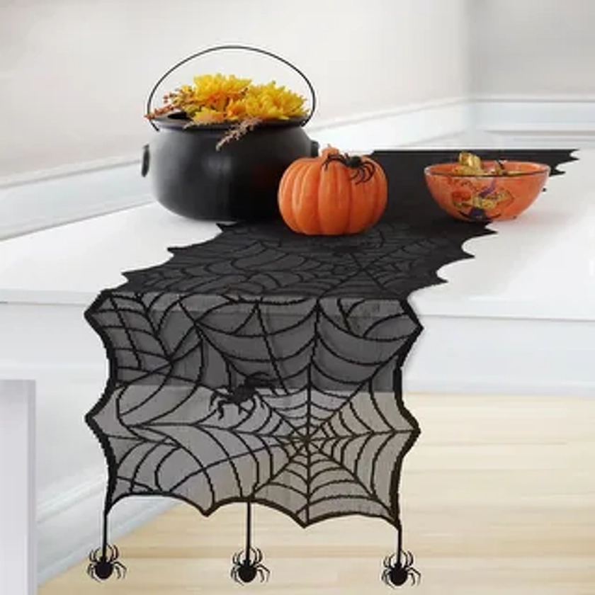 Crawling Halloween Spider Lace Table Runner and Mantle Scarf - 13"x70" | Overstock.com Shopping - The Best Deals on Table Runners | 33328085