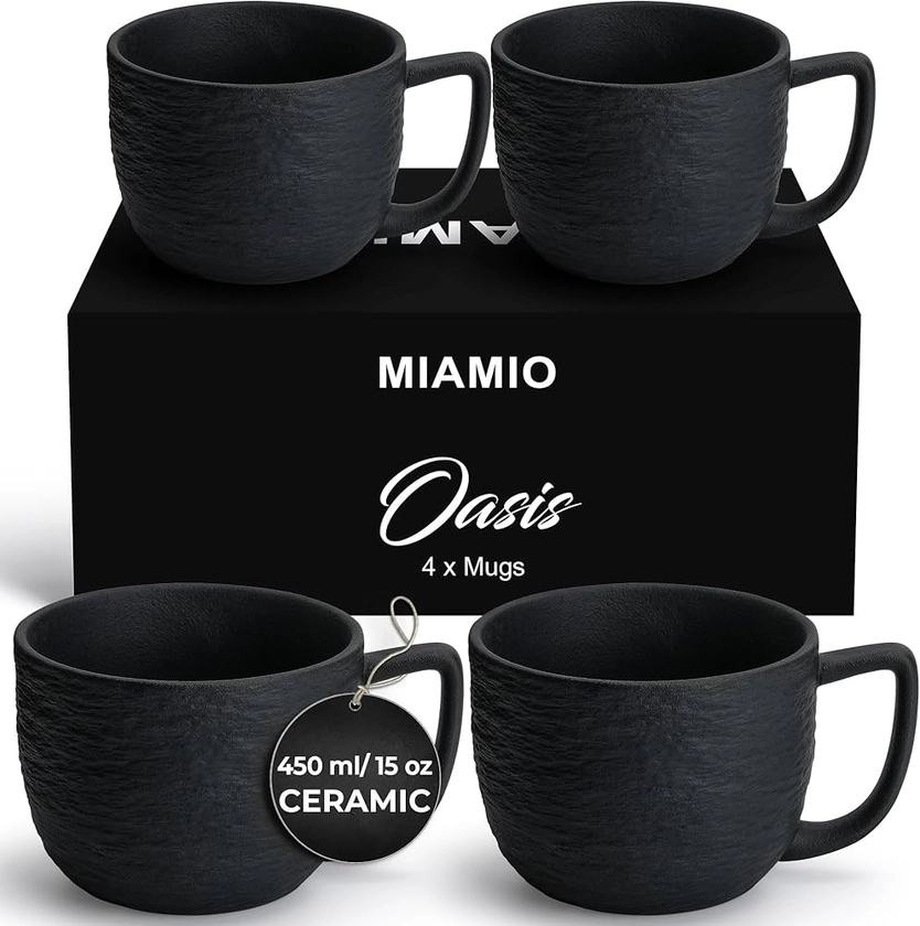 MIAMIO - 450 ml Coffee Mugs/Mug Set of 4 - Ceramic Mug for Coffee, Latte, Cappuccino, and Tea - Oasis Collection