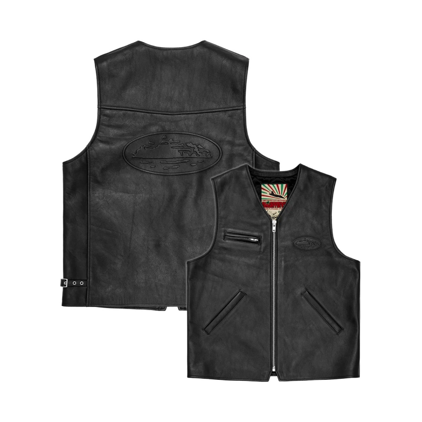 SKYDIVE LEATHER VEST [BLACK]