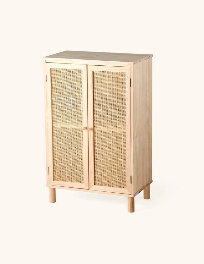 Armoire en bois | Bois de pin/rotin. 57,5 x 33,5 x 90 cm. | Medium Wood