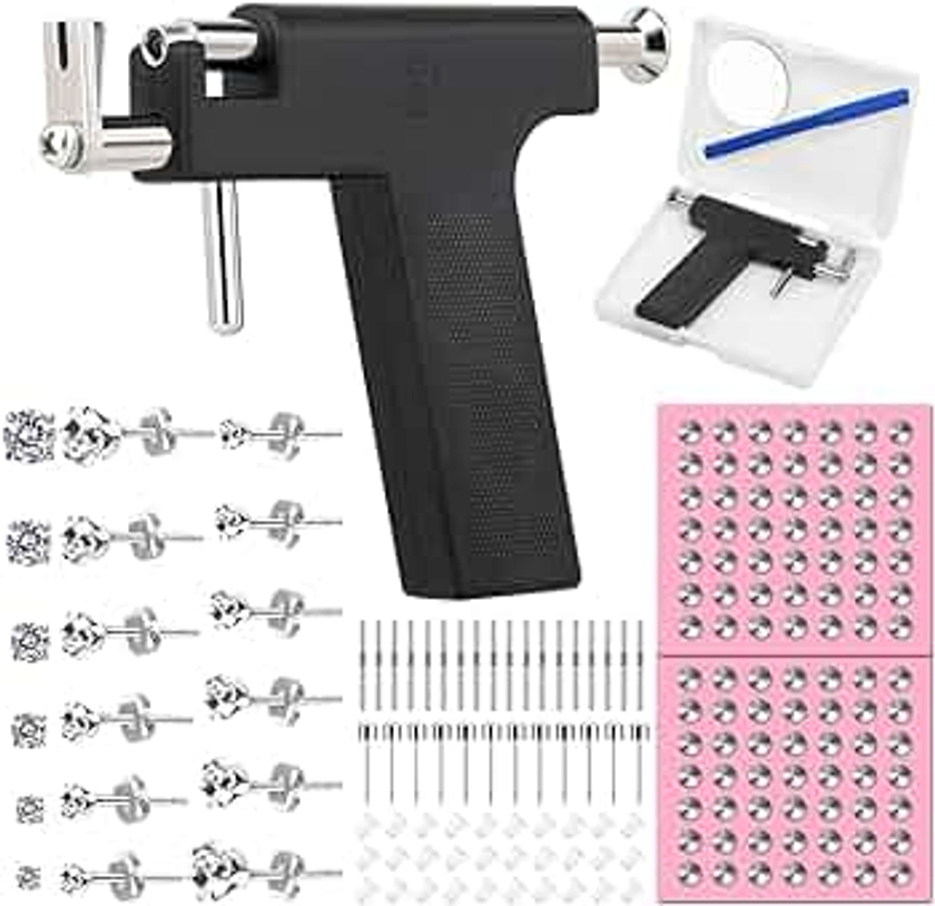 Professional Ear Piercing Gun Kit, Multi Purpose Ear Piercing Kit Nose Piercing Tools Set with 230 Pcs Stainless Steel Stud Earrings and Earrings Backs for Salon and Home Piercing