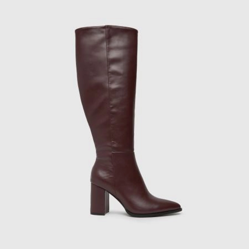 Womens Burgundy schuh Diya Knee High Boots | schuh