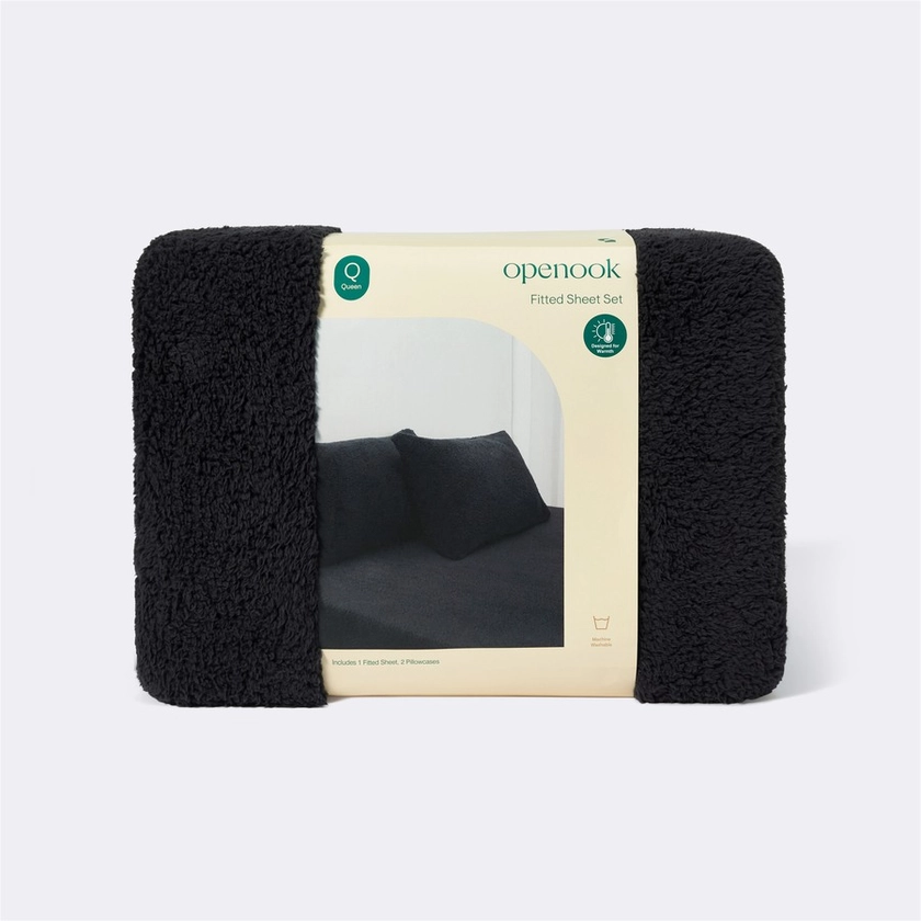 Openook Teddy Fitted Sheet Set - Charcoal | BIG W